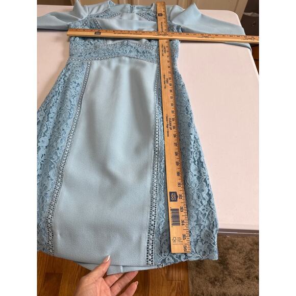 Antonio Melani Powder Blue Dress Size 2 Formal Cocktail Lace Elegant - Picture 7 of 13